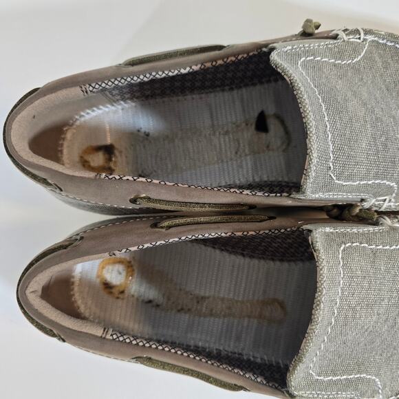 L Crown Vintage Brohm Boat Shoe Size 9 Mens Canvas Slip-on Taupe Tan Grey Preppy - Picture 8 of 9